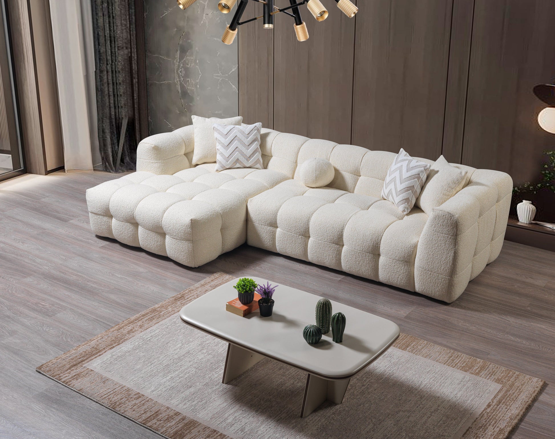 Ivory Boucle LAF 110" Sectional