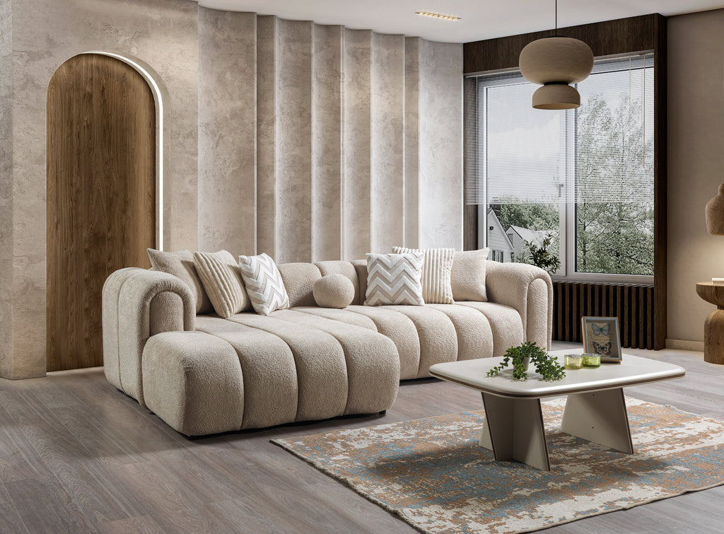 Lis Sand Boucle LAF 115" Sectional [ETA: 10/15]