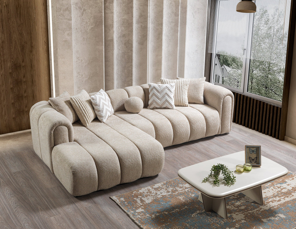 Lis Sand Boucle LAF 115" Sectional [ETA: 10/15]