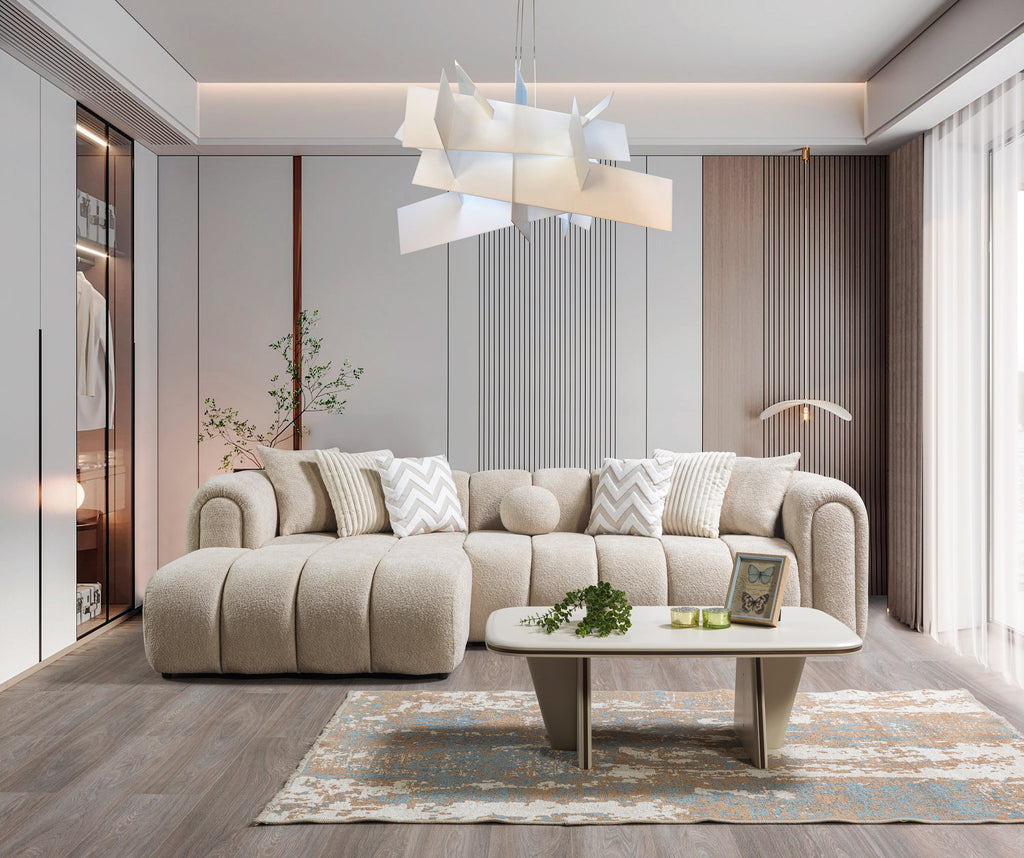 Lis Sand Boucle LAF 115" Sectional [ETA: 10/15]