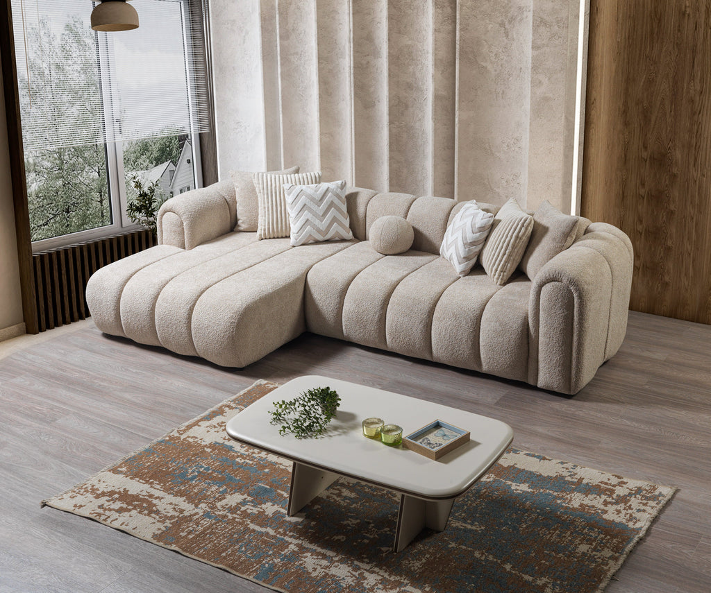 Lis Sand Boucle LAF 115" Sectional [ETA: 10/15]