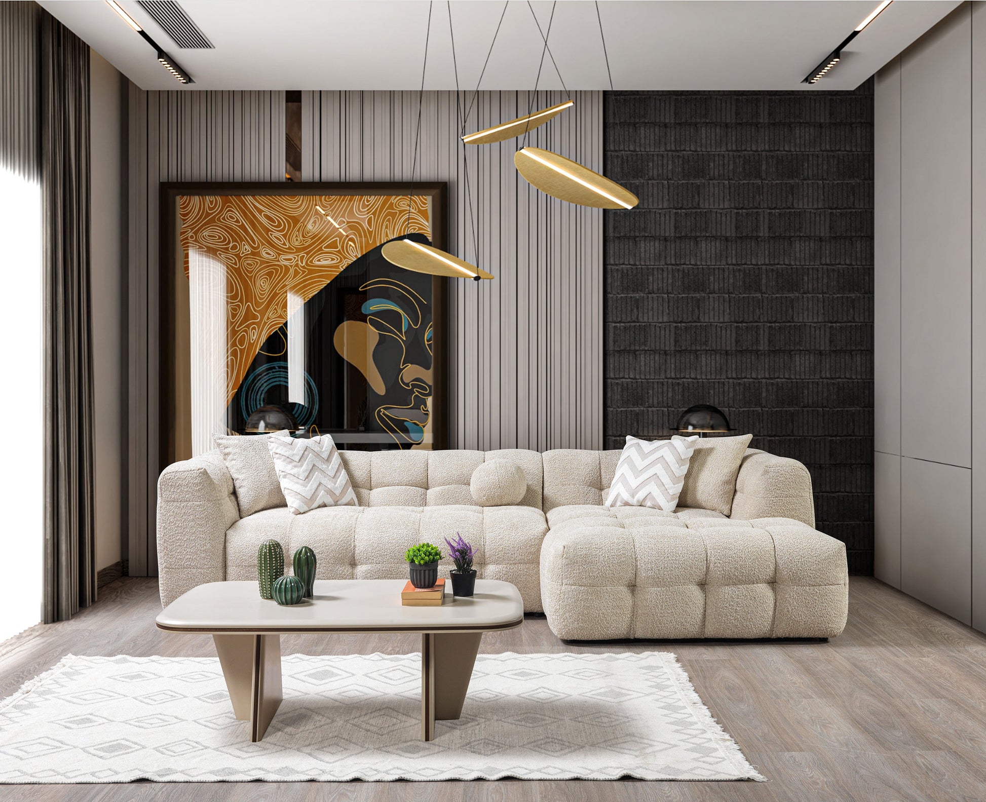 Sand Boucle RAF 110" Sectional