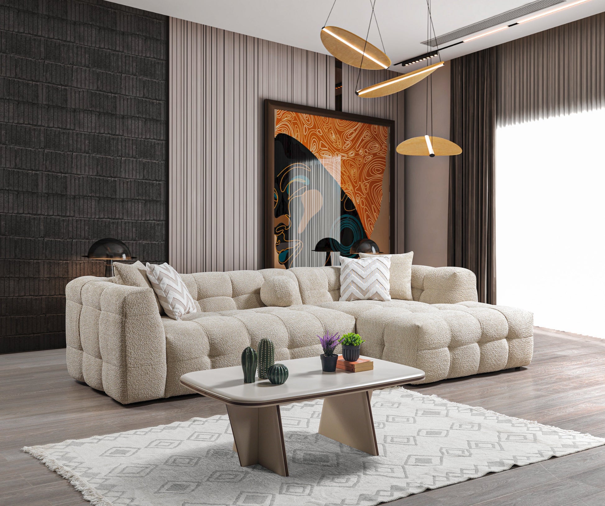 Sand Boucle RAF 110" Sectional