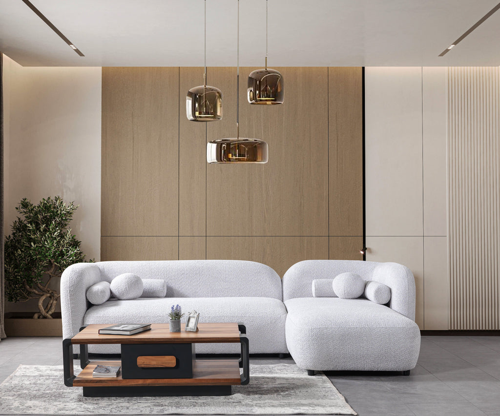 Liva Gray Boucle RAF 110" Sectional