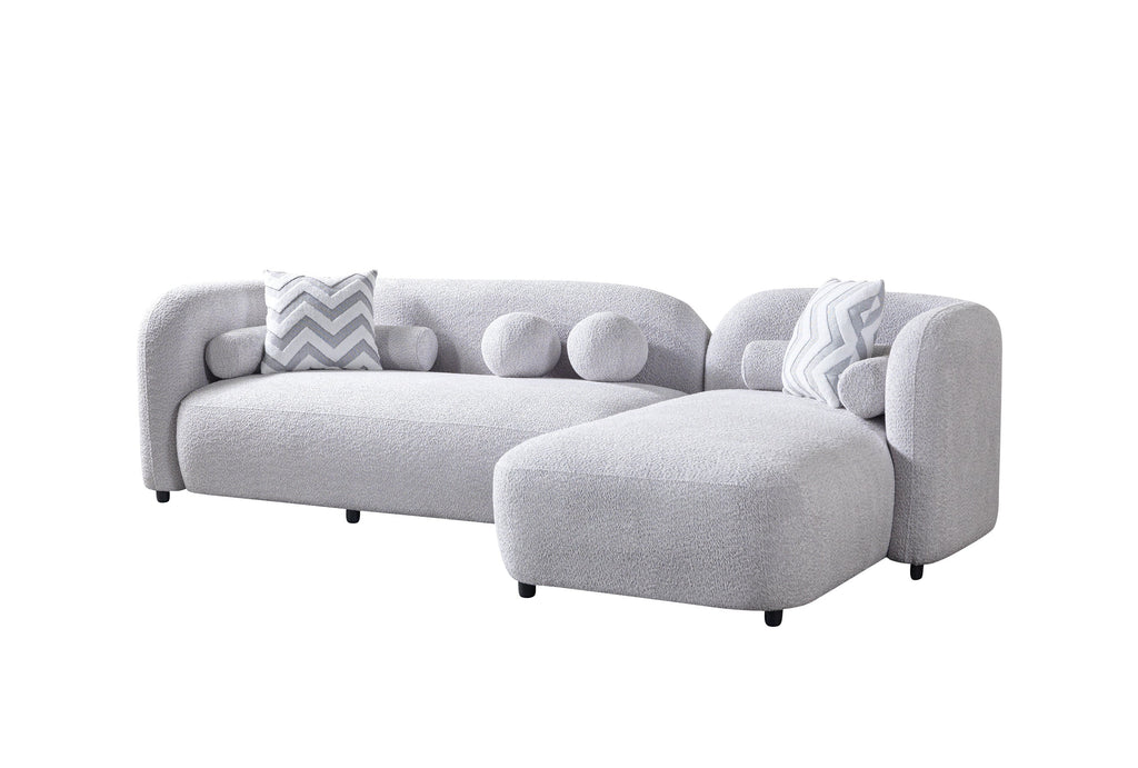 Liva Gray Boucle RAF 110" Sectional
