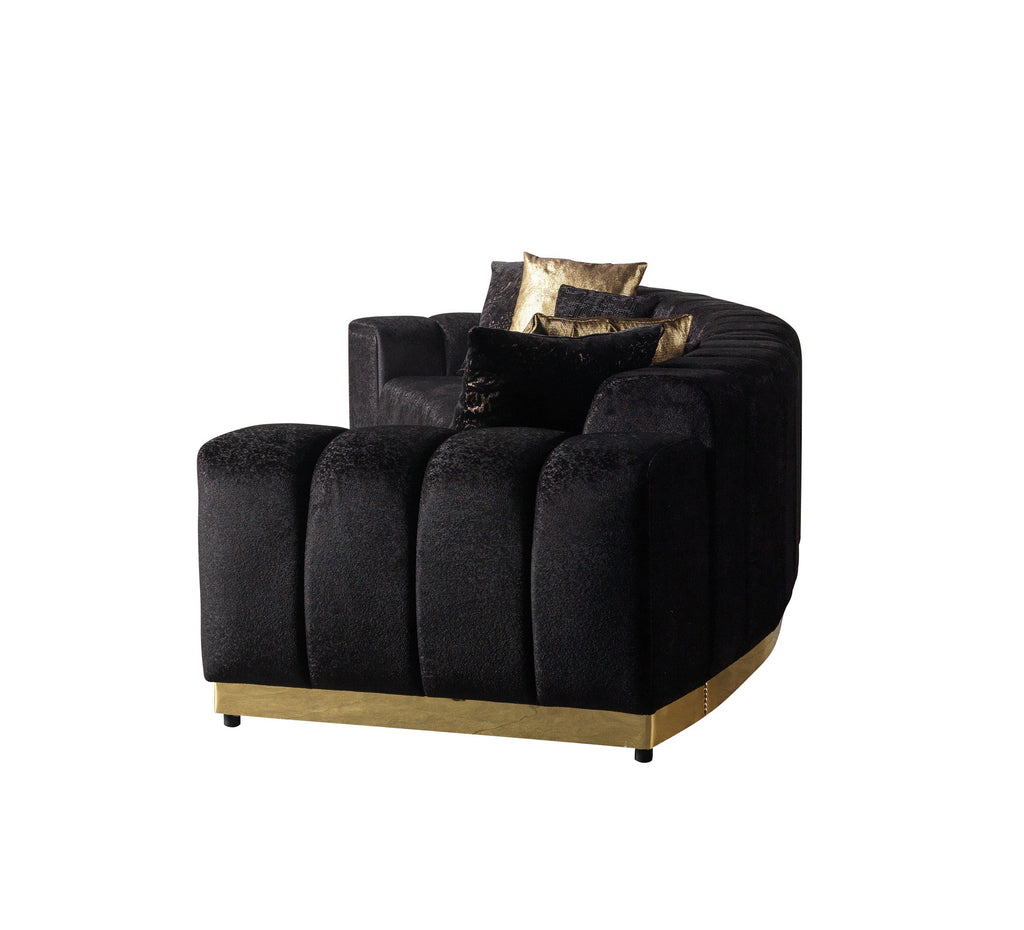Michelle Black Velvet 3-Piece Curved 165" Sectional