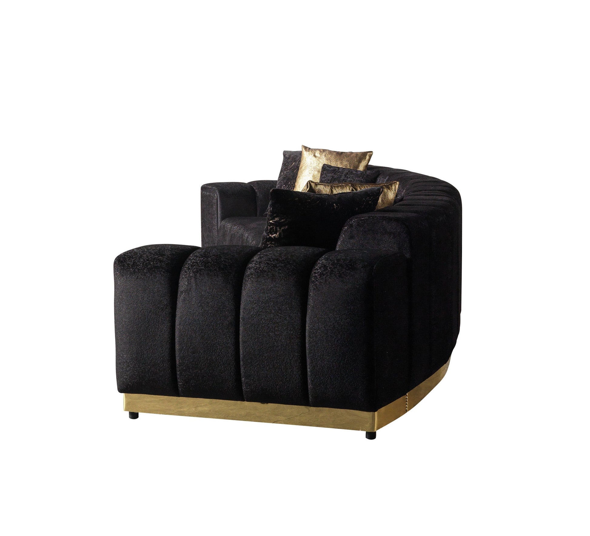 Michelle Black Velvet 3-Piece Curved 165" Sectional