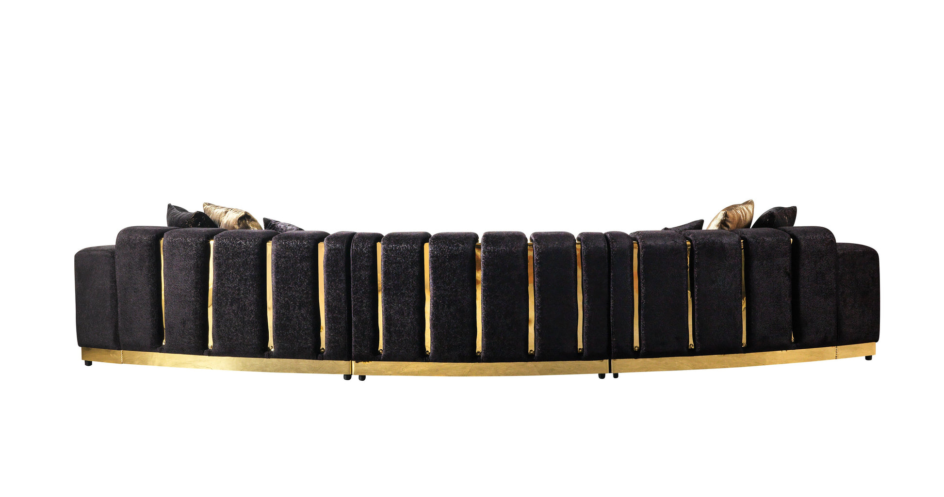 Michelle Black Velvet 3-Piece Curved 165" Sectional