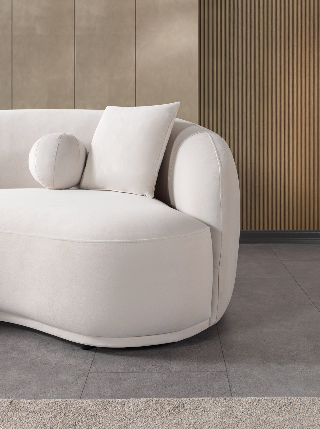 Bonita Ivory Velvet Sofa 91"