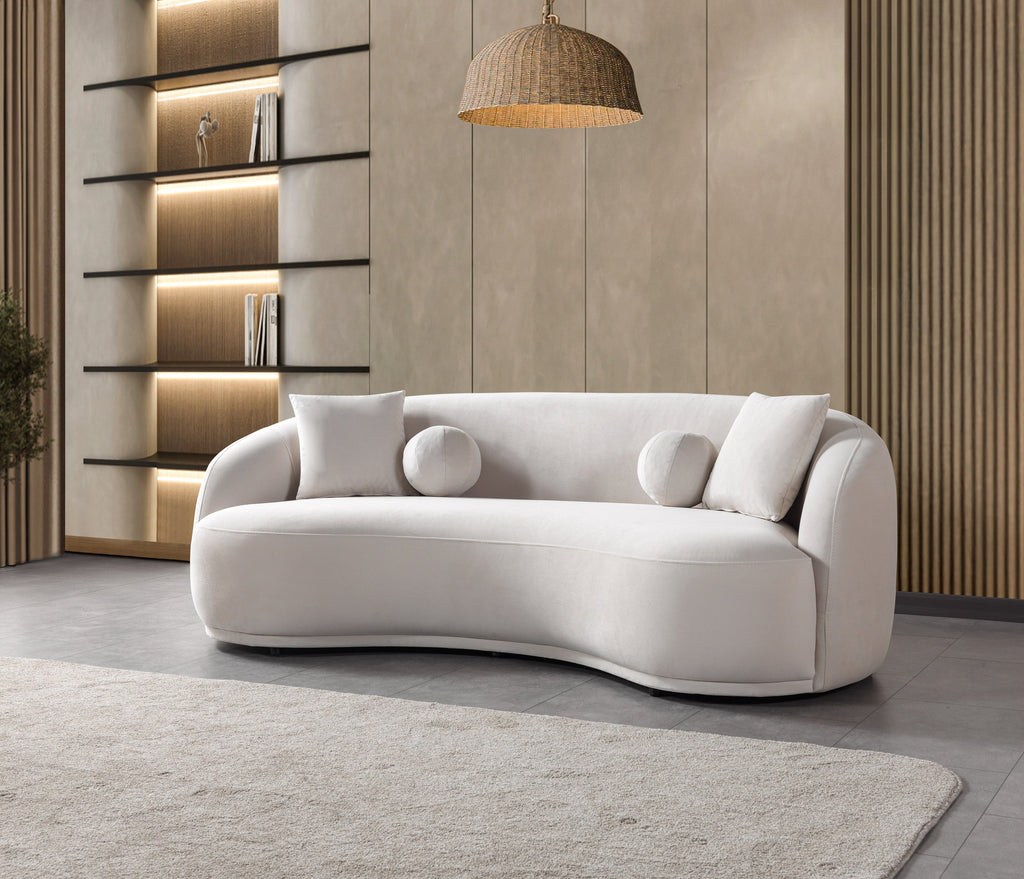 Bonita Ivory Velvet Sofa 91"