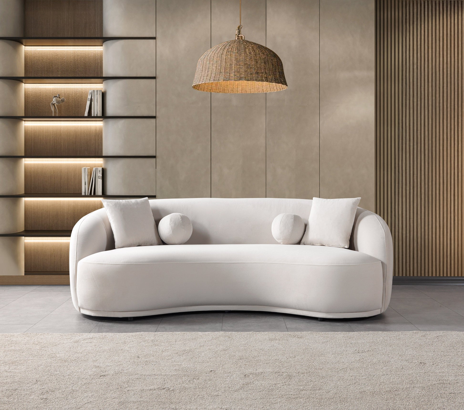 Bonita Ivory Velvet Sofa 91" & Loveseat 81"