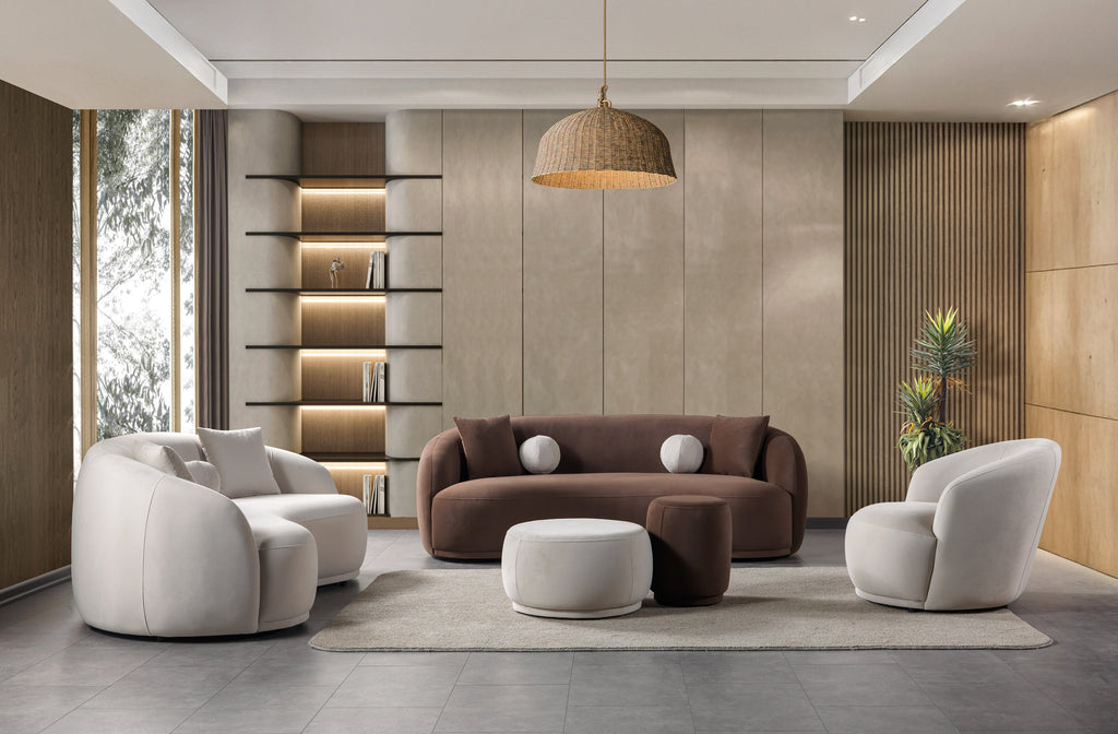 Bonita Ivory Velvet Sofa 91" & Loveseat 81"