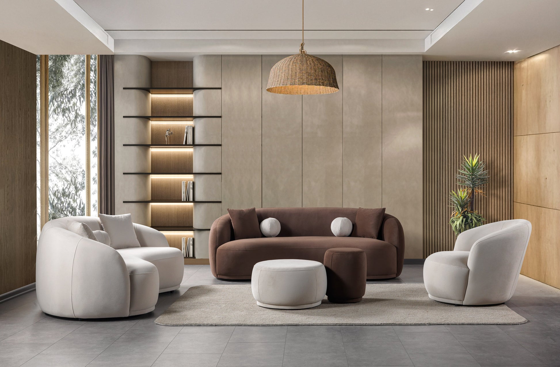 Bonita Ivory Velvet Sofa 91" & Loveseat 81"