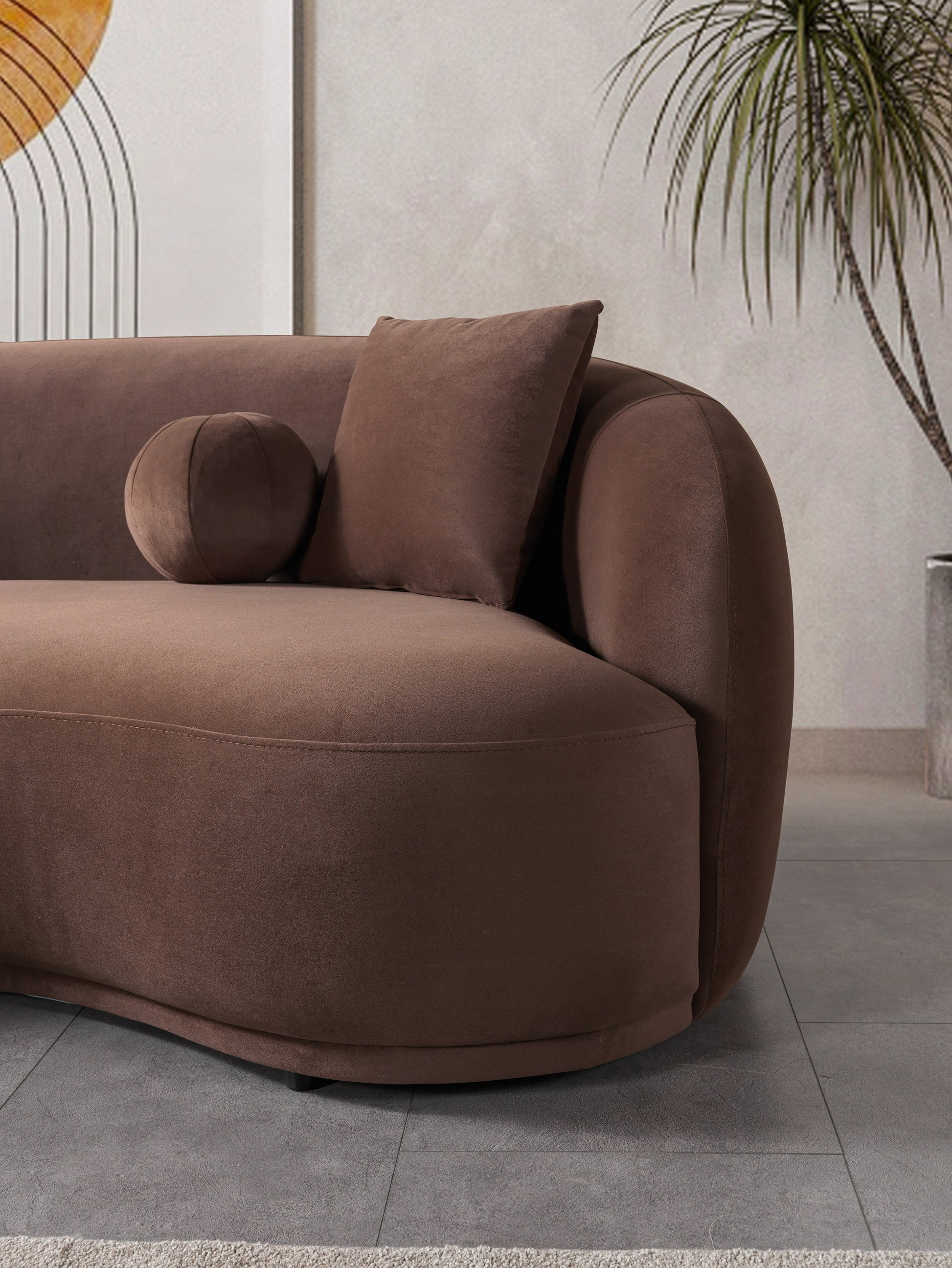 Bonita Coffee Velvet Sofa 91"