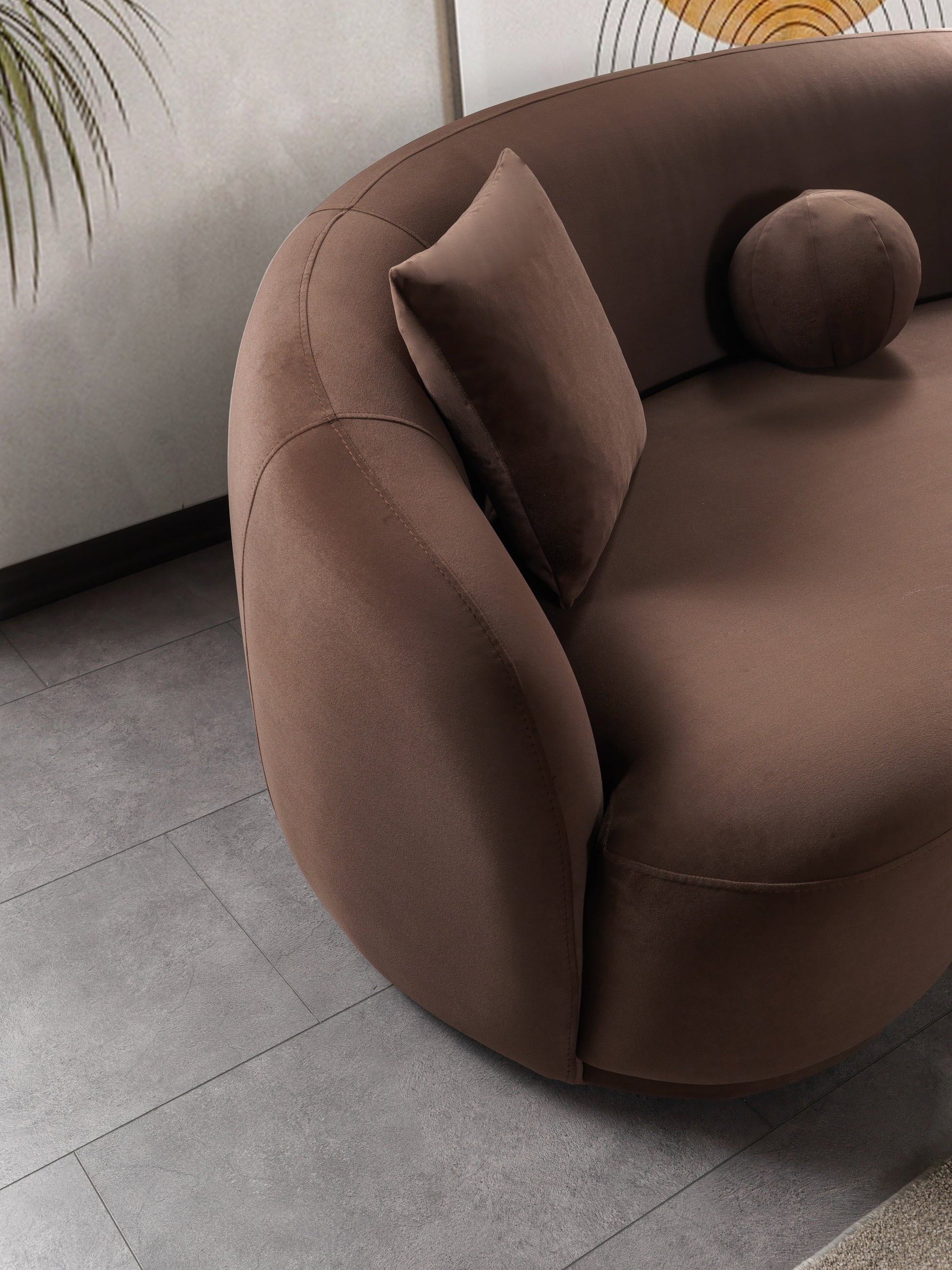 Bonita Coffee Velvet Sofa 91"