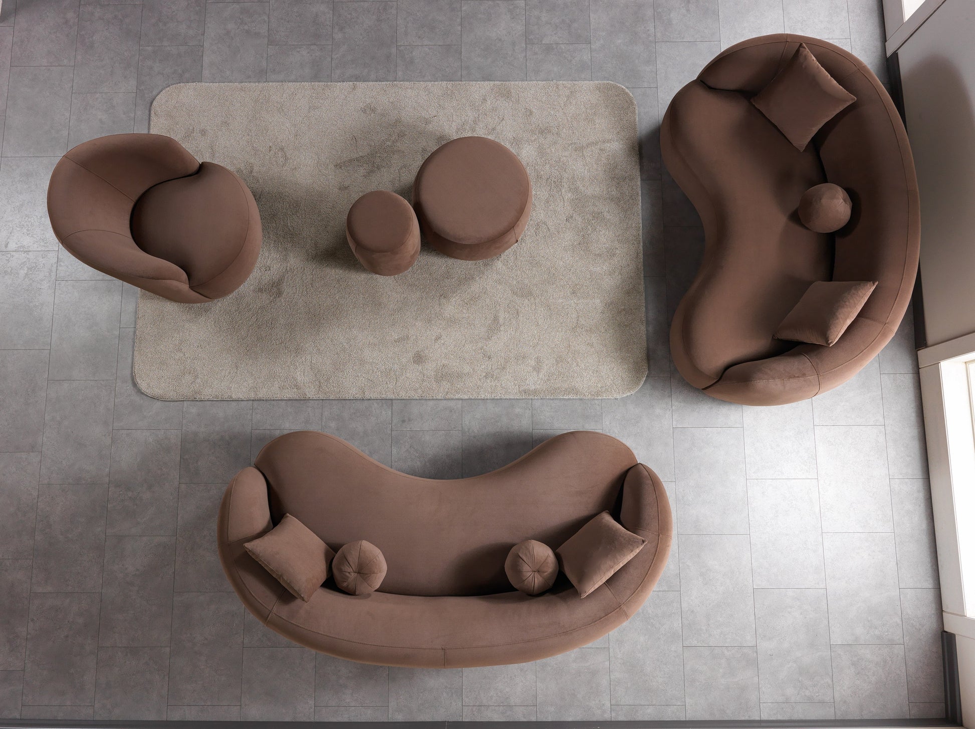 Bonita Coffee Velvet Sofa 91" & Loveseat 81"