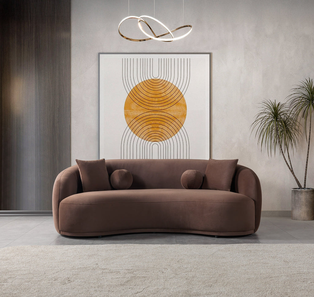 Bonita Coffee Velvet Sofa 91" & Loveseat 81"