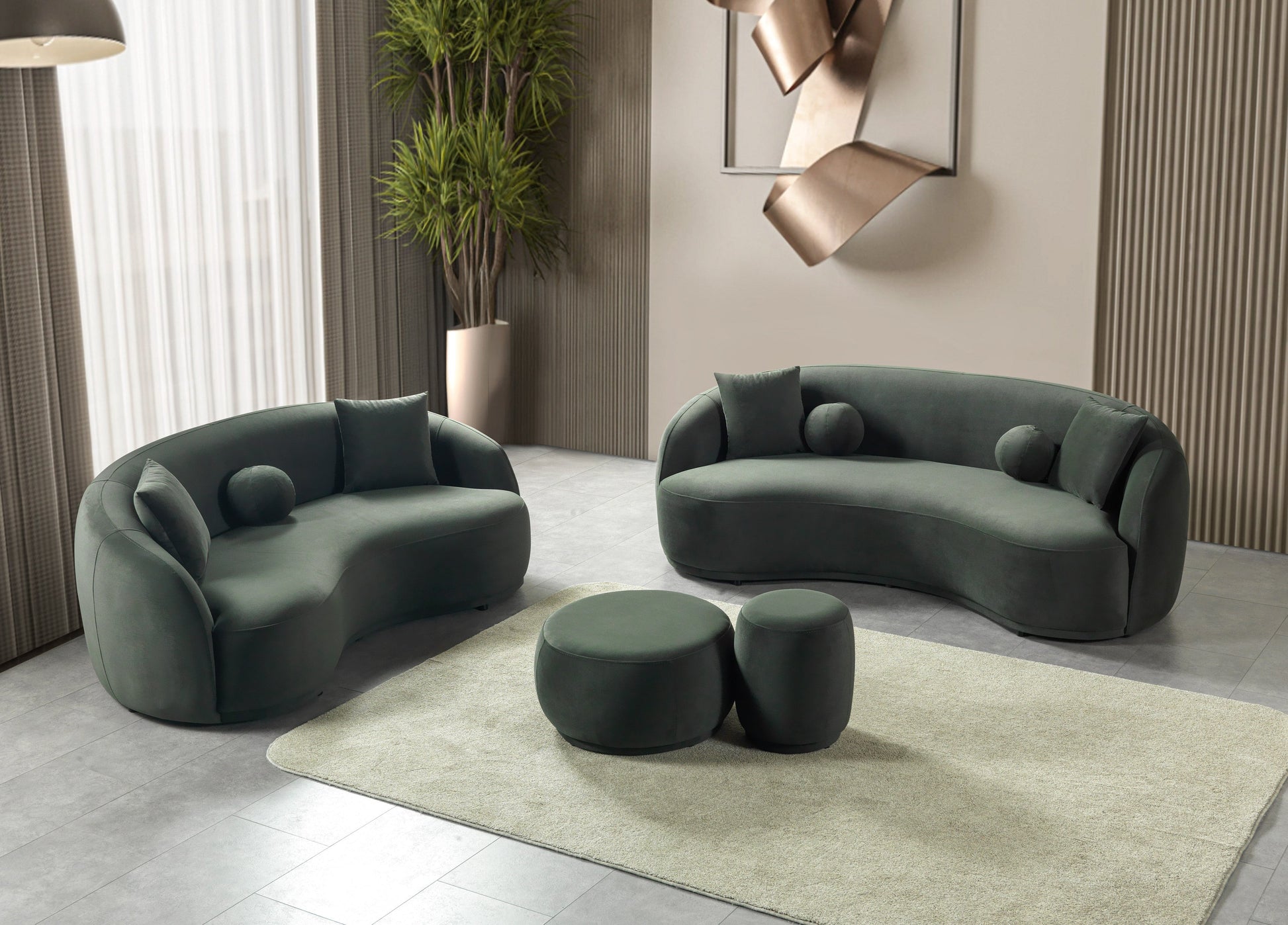 Bonita Green Velvet Loveseat 81"