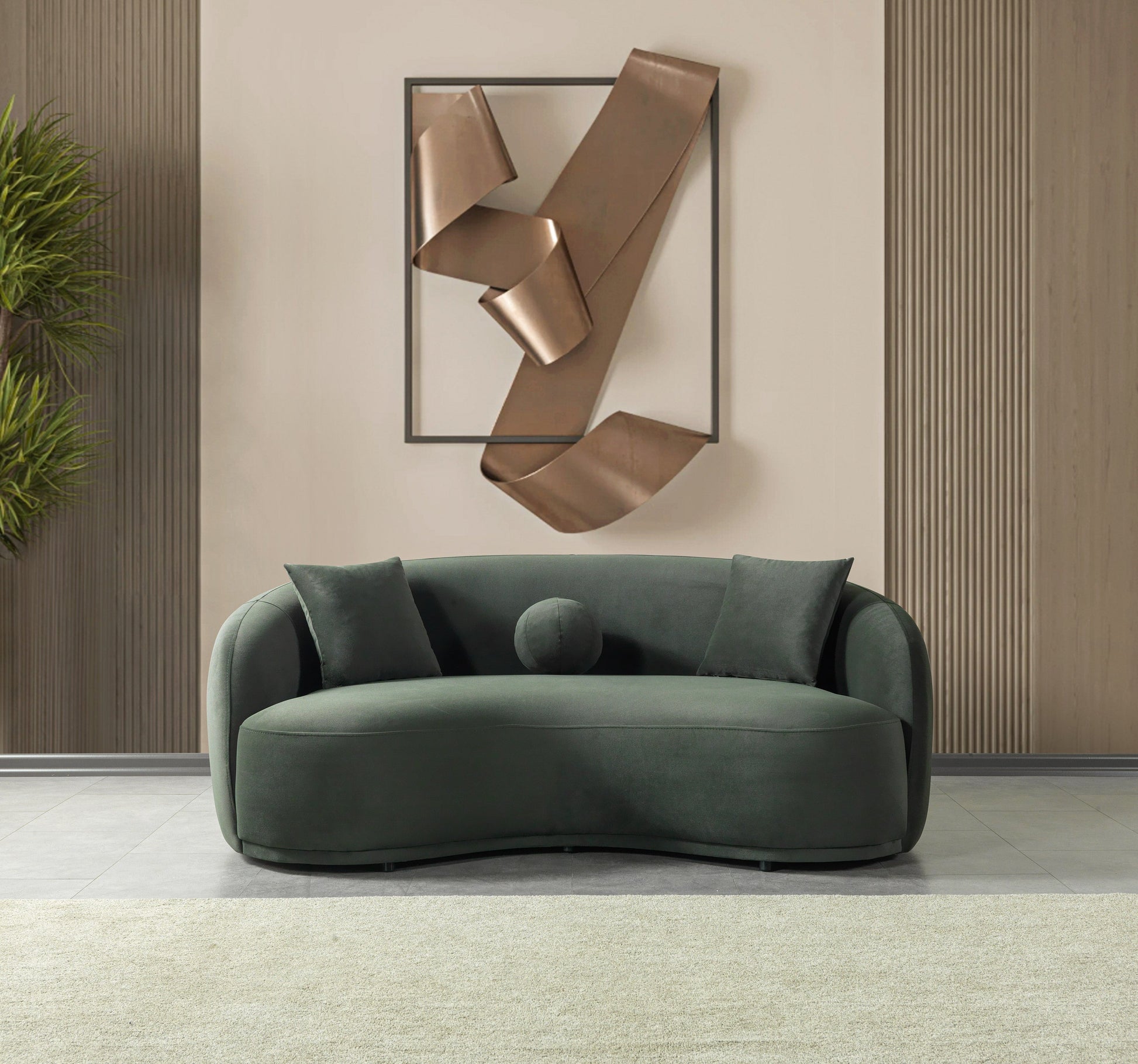 Bonita Green Velvet Loveseat 81"