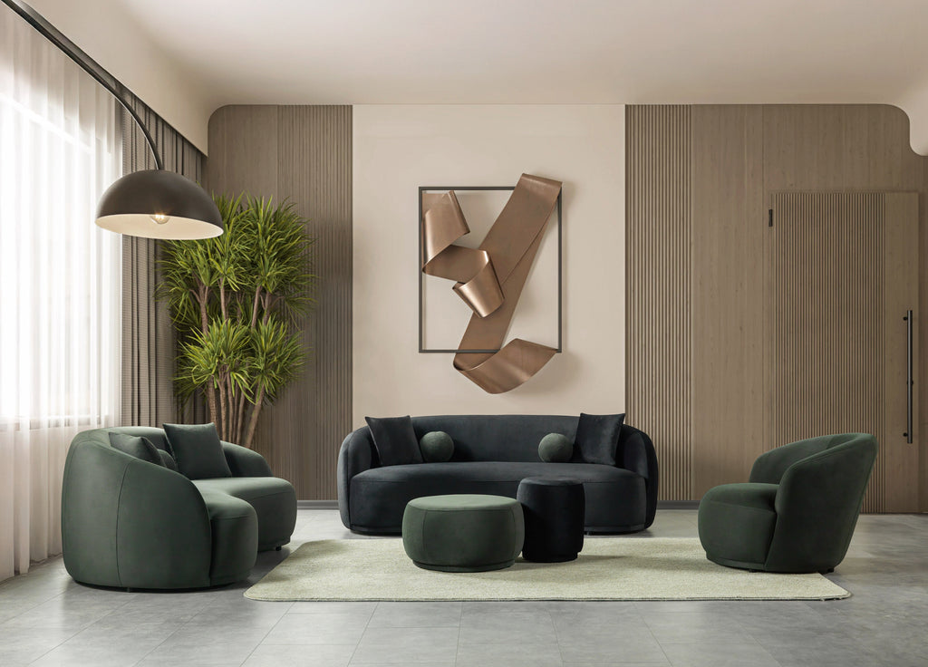 Bonita Green Velvet Sofa 91" & Loveseat 81"