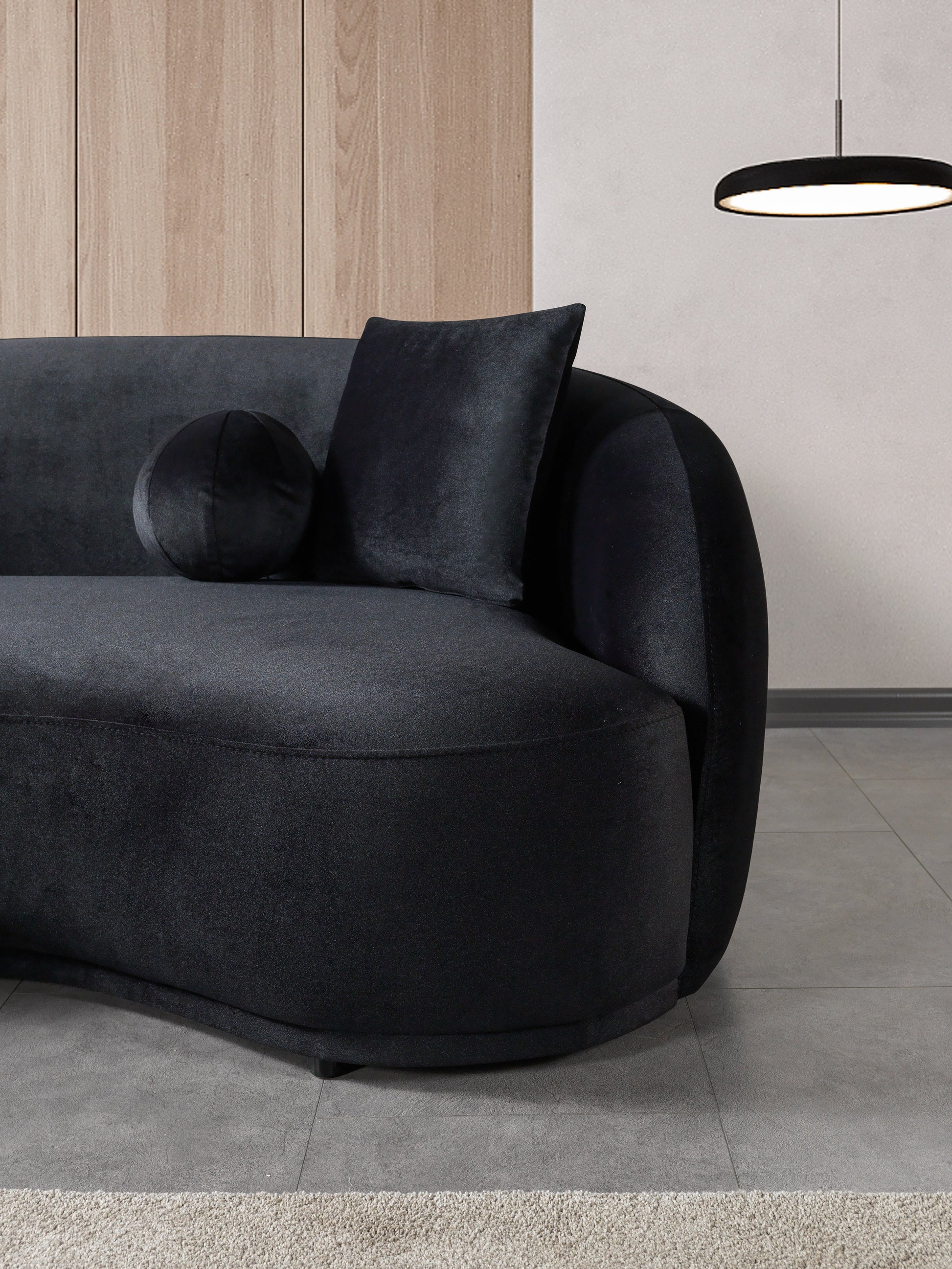 Bonita Black Velvet Loveseat 81"
