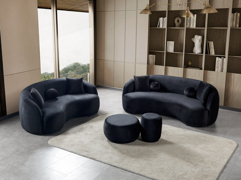 Bonita Black Velvet Loveseat 81"