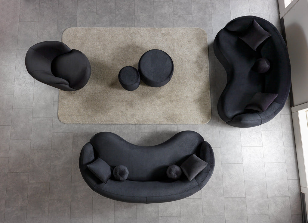 Bonita Black Velvet Sofa 91" & Loveseat 81"