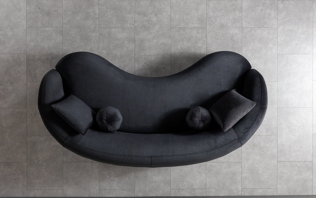 Bonita Black Velvet Sofa 91"