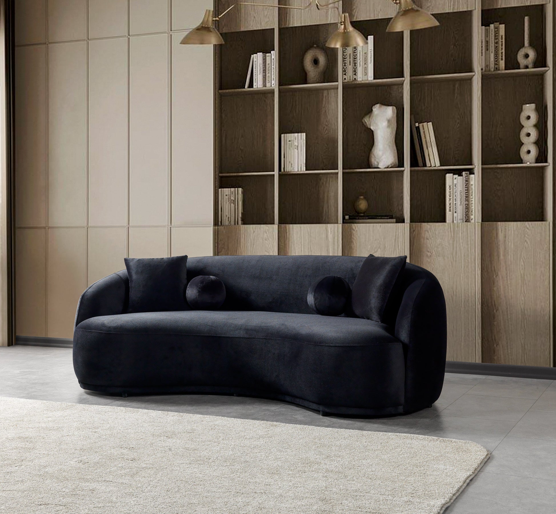 Bonita Black Velvet Sofa 91" & Loveseat 81"