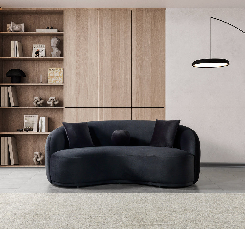 Bonita Black Velvet Sofa 91" & Loveseat 81"