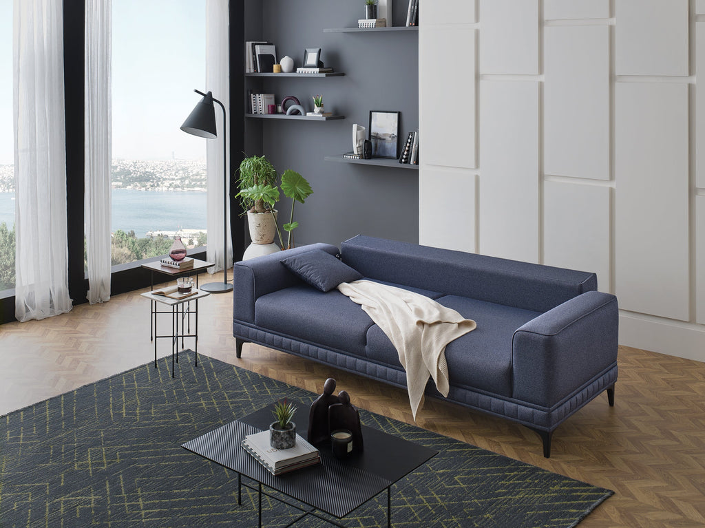 Pavia Navy Blue 3-Seater Sofa Bed