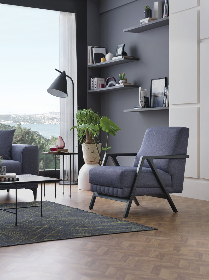 Pavia Navy Blue Armchair