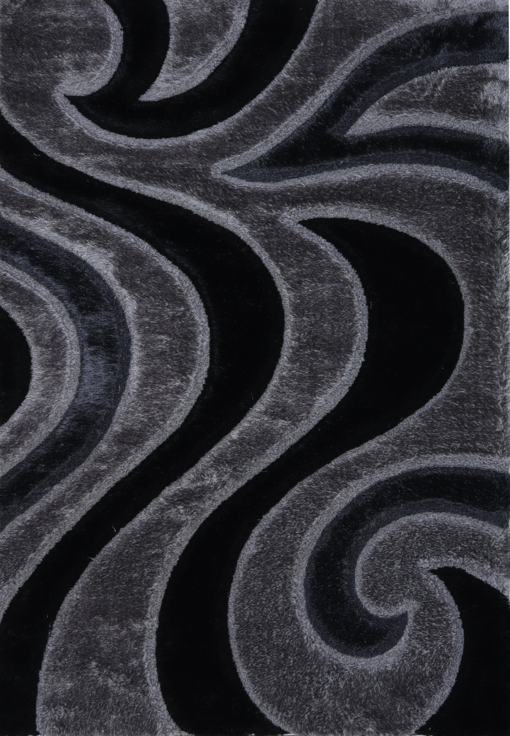 3D Shaggy GRAY-BLACK Area Rug - 3D444