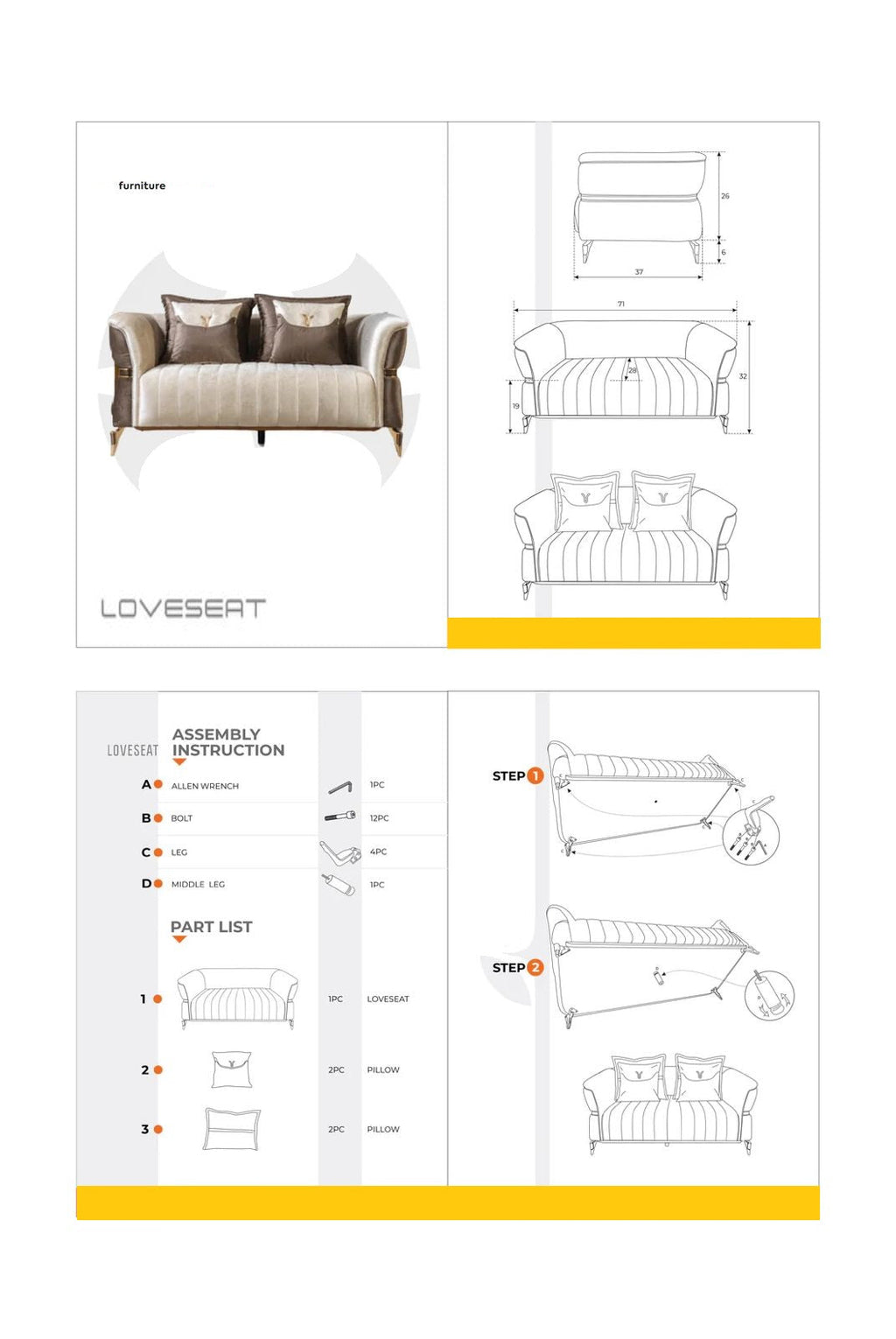 Leina Sofa  -Loveseat set