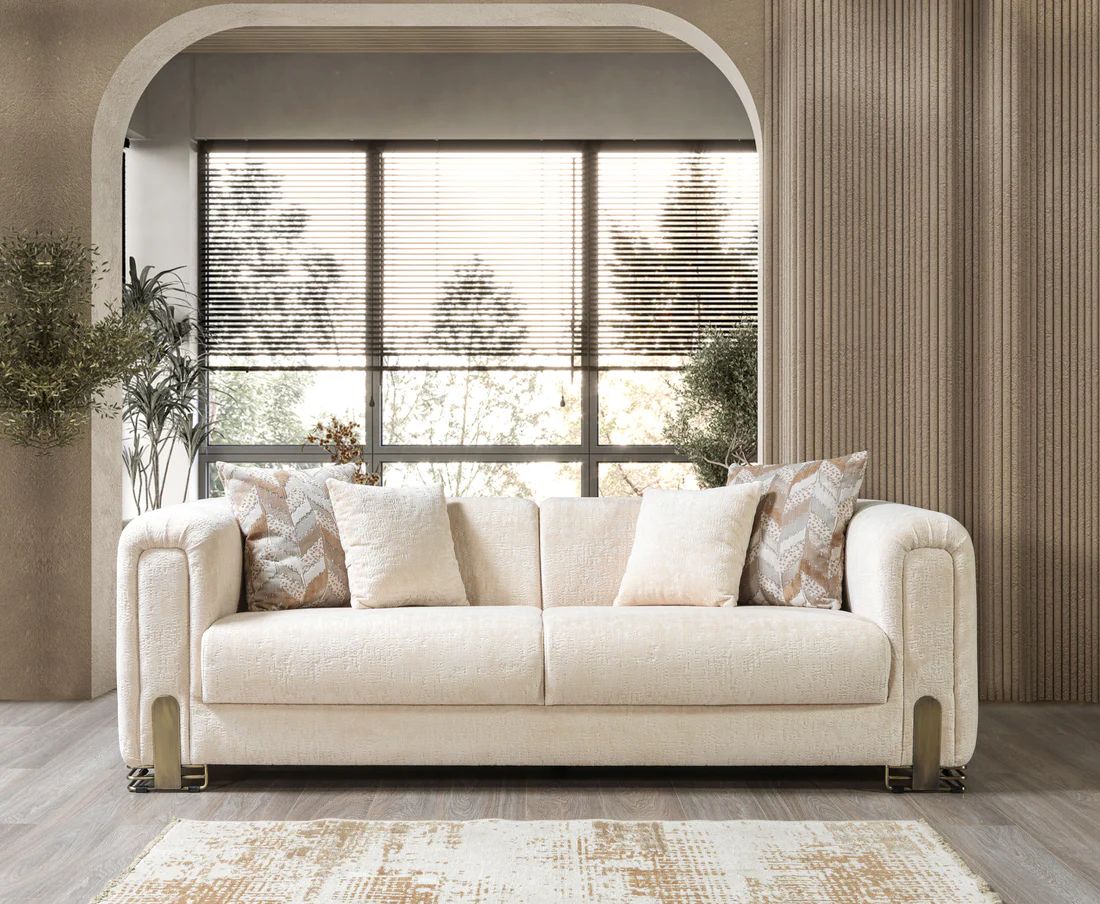 Brenda Ivory Boucle Sofa & Loveseat Set