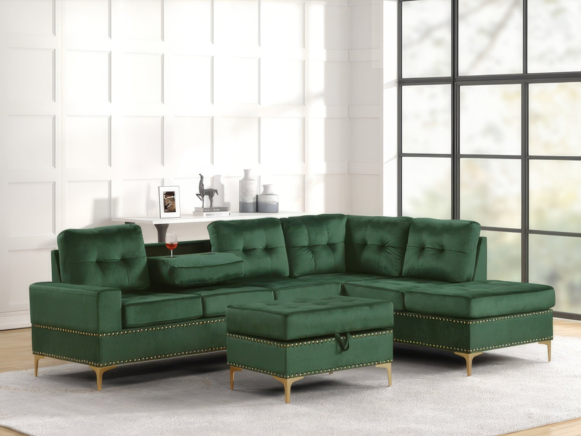 Anserra Reversible Sectional + Ottoman Set