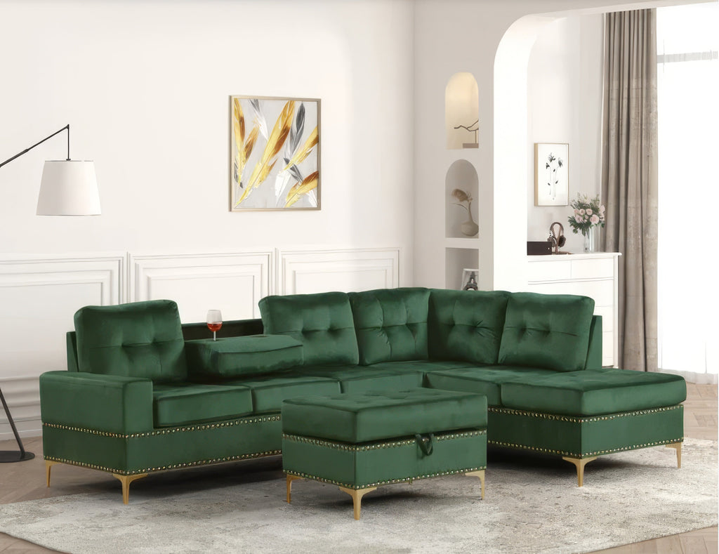 Anserra Reversible Sectional + Ottoman Set