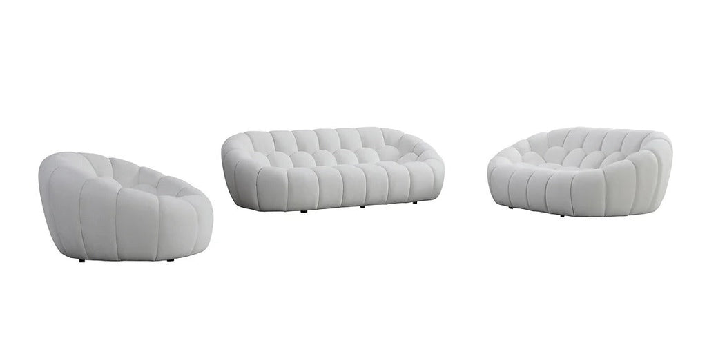 Bubbles Sofa and Loveseat White Set