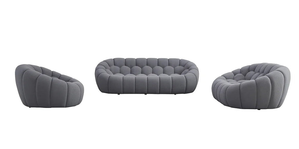 Bubbles Sofa and Loveseat Grey Set