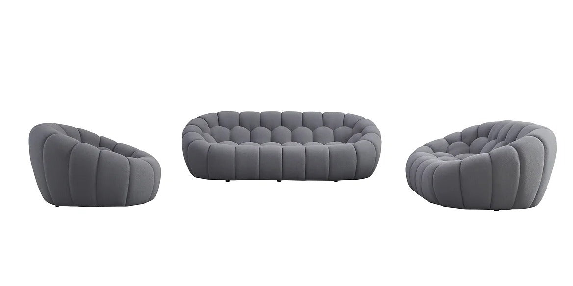 Bubbles Sofa and Loveseat Grey Set