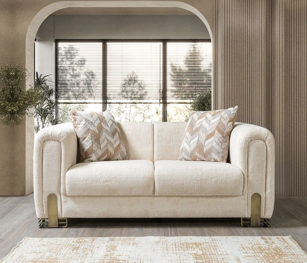 Brenda Ivory Boucle Sofa Loveseat