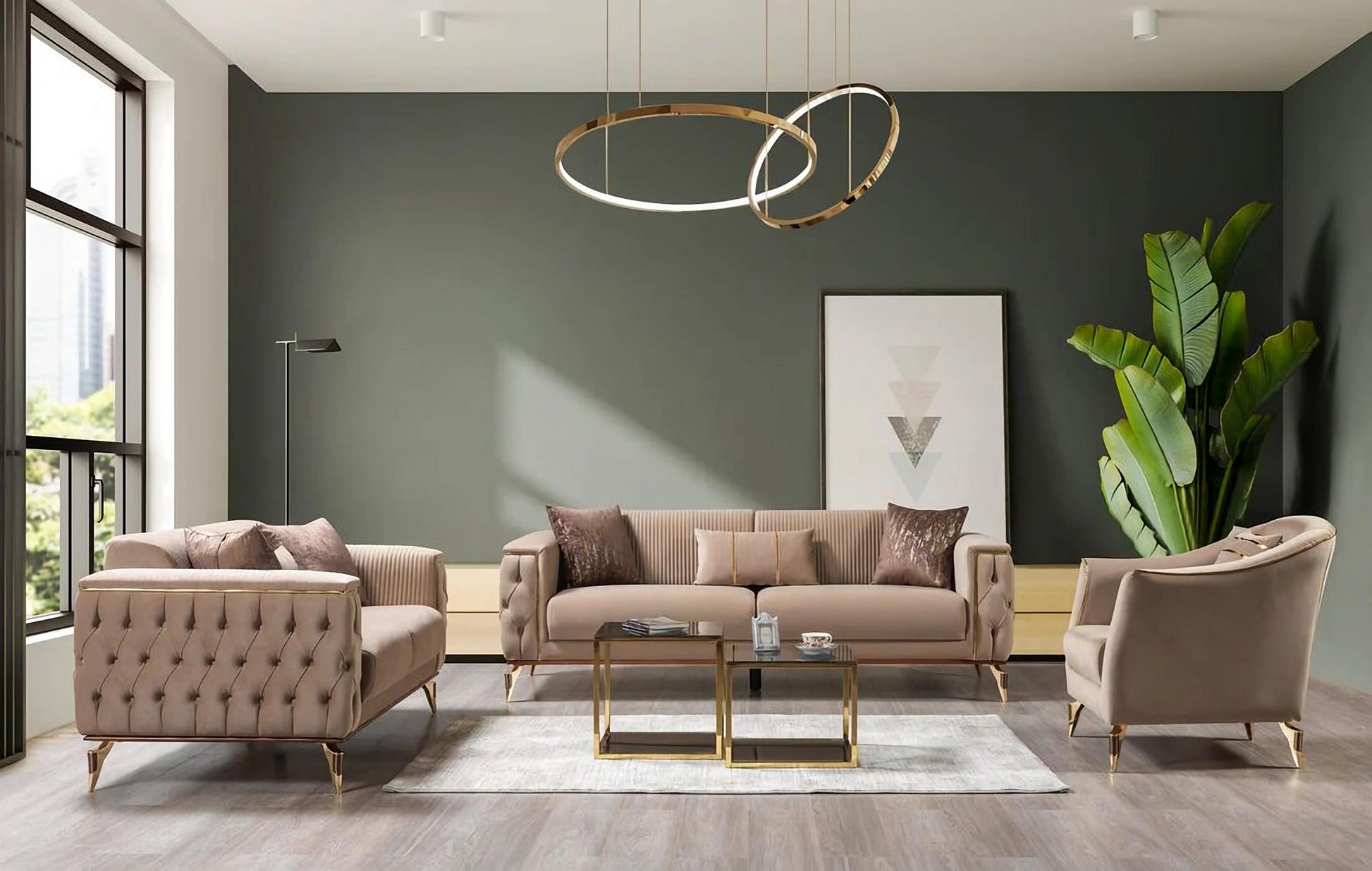 Belinda Coffee Velvet Sofa & Loveseat