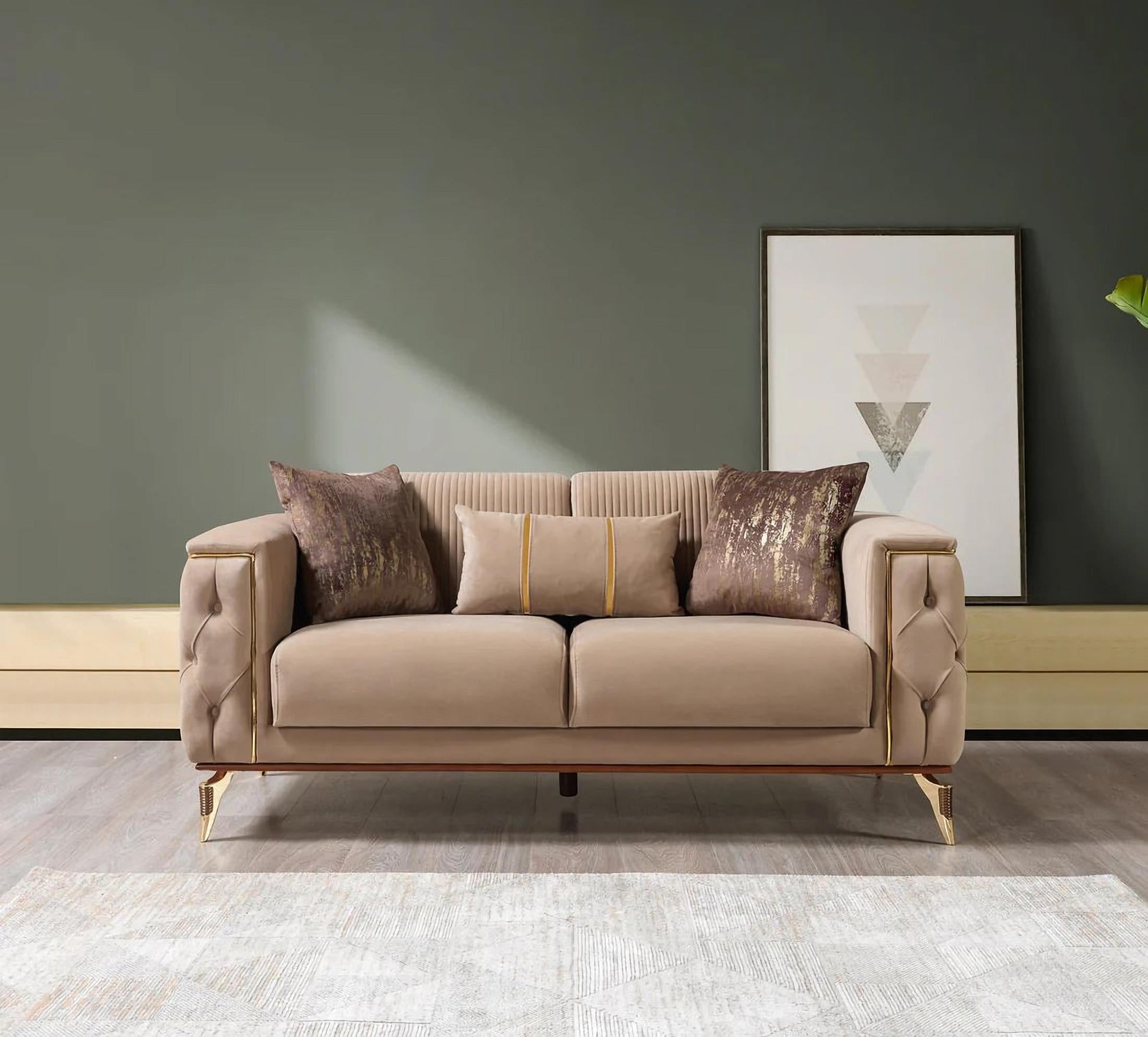 Belinda Coffee Velvet Sofa & Loveseat