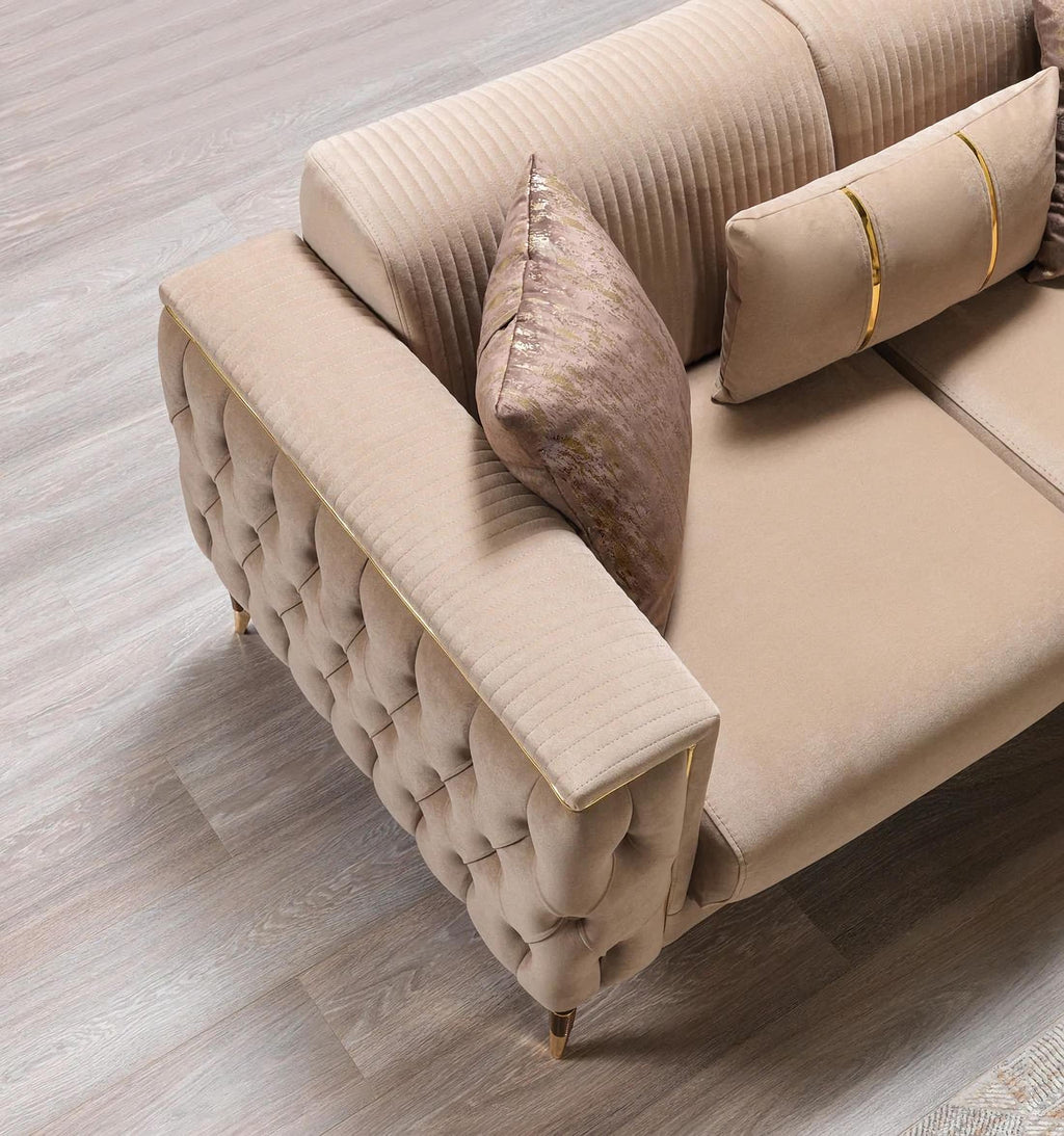 Belinda Coffee Velvet Sofa & Loveseat