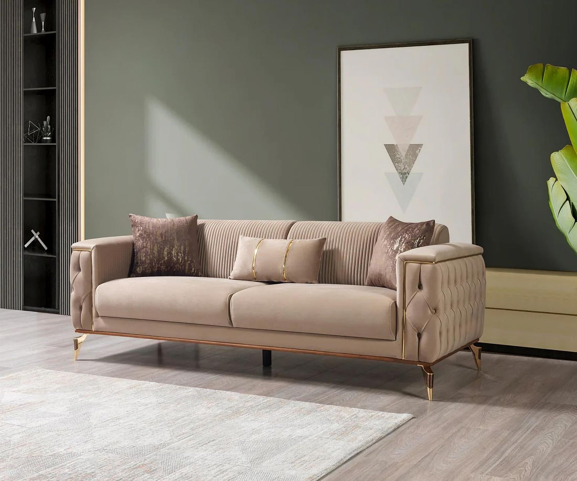 Belinda Coffee Velvet Sofa & Loveseat