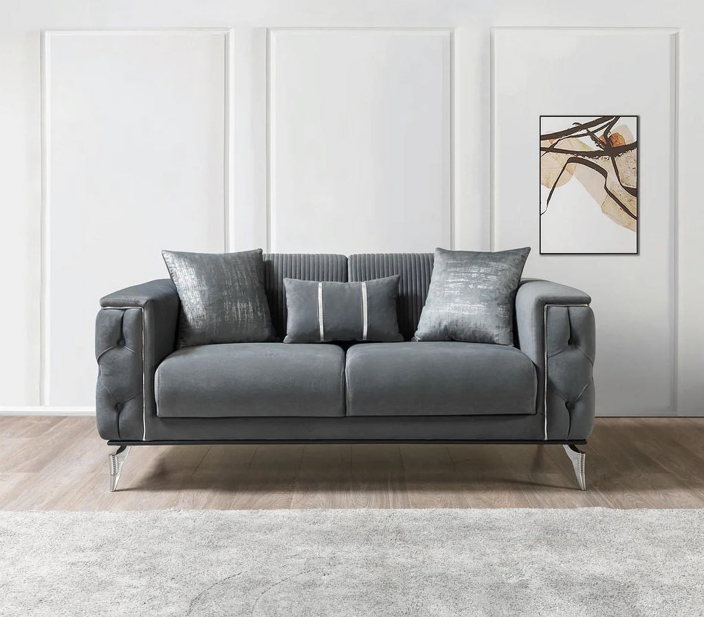 Belinda Gray Velvet Sofa & Loveseat