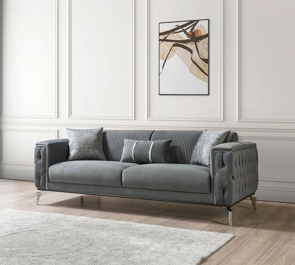 Belinda Gray Velvet Sofa & Loveseat