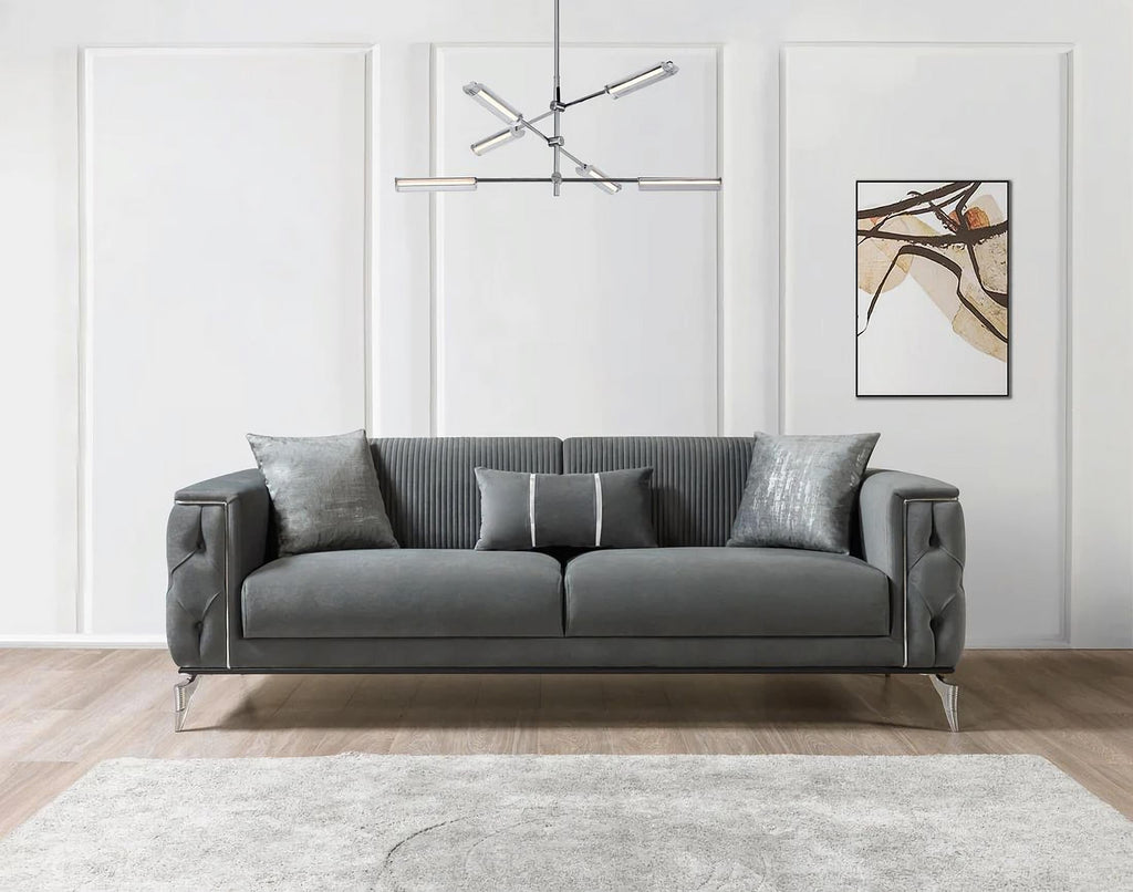 Belinda Gray Velvet Sofa & Loveseat