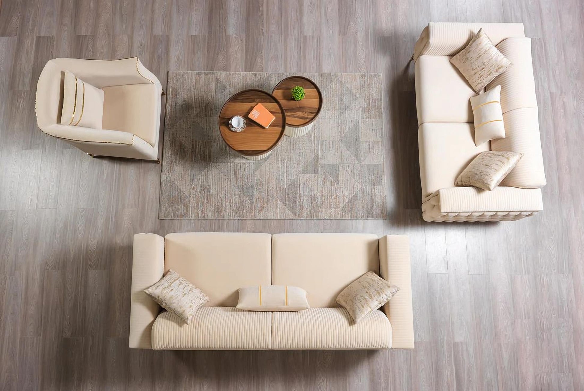 Belinda Ivory Velvet Sofa & Loveseat