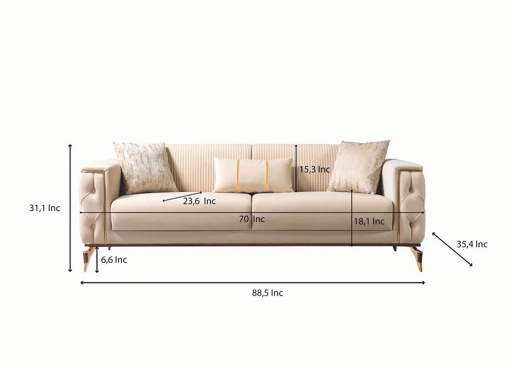 Belinda Ivory Velvet Sofa & Loveseat